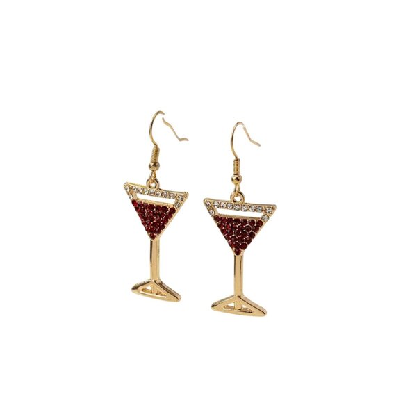 ESPRESSO MARTINI Jeweled Cocktail Night Cap Drop Earrings NEW - Picture 2 of 3